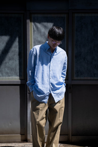 water twisted linen glen check shirt