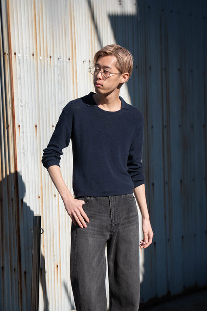 Roll Up Patched Knit in Marcerized Cotton