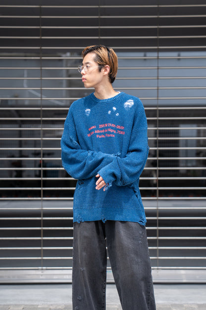 Indigo pullover knit