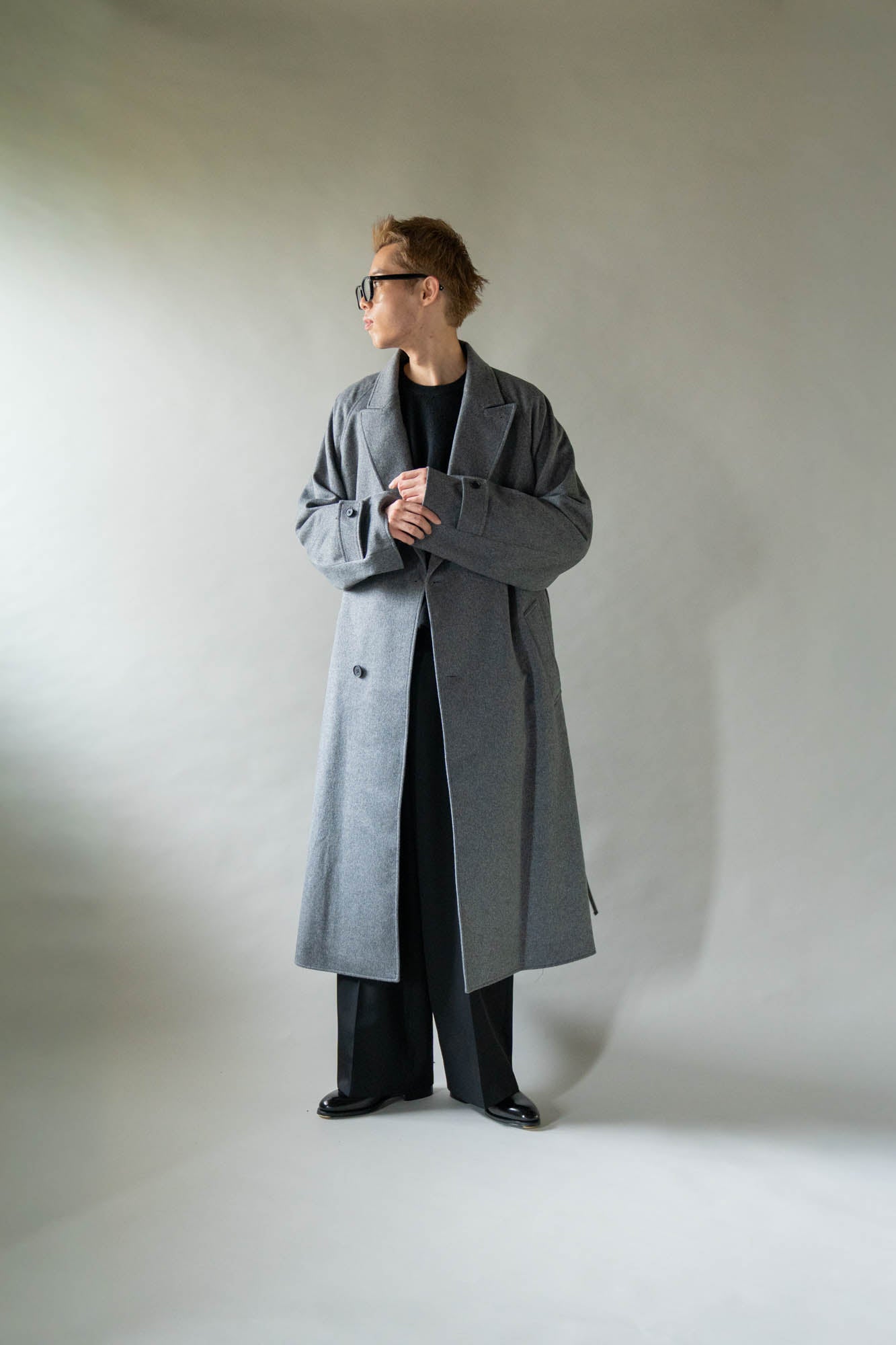 WOOL CASHMERE OVERSIZED PEAK LAPEL CHESTER COAT(ST.1533)