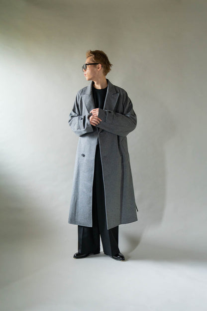 WOOL CASHMERE OVERSIZED PEAK LAPEL CHESTER COAT(ST.1533)