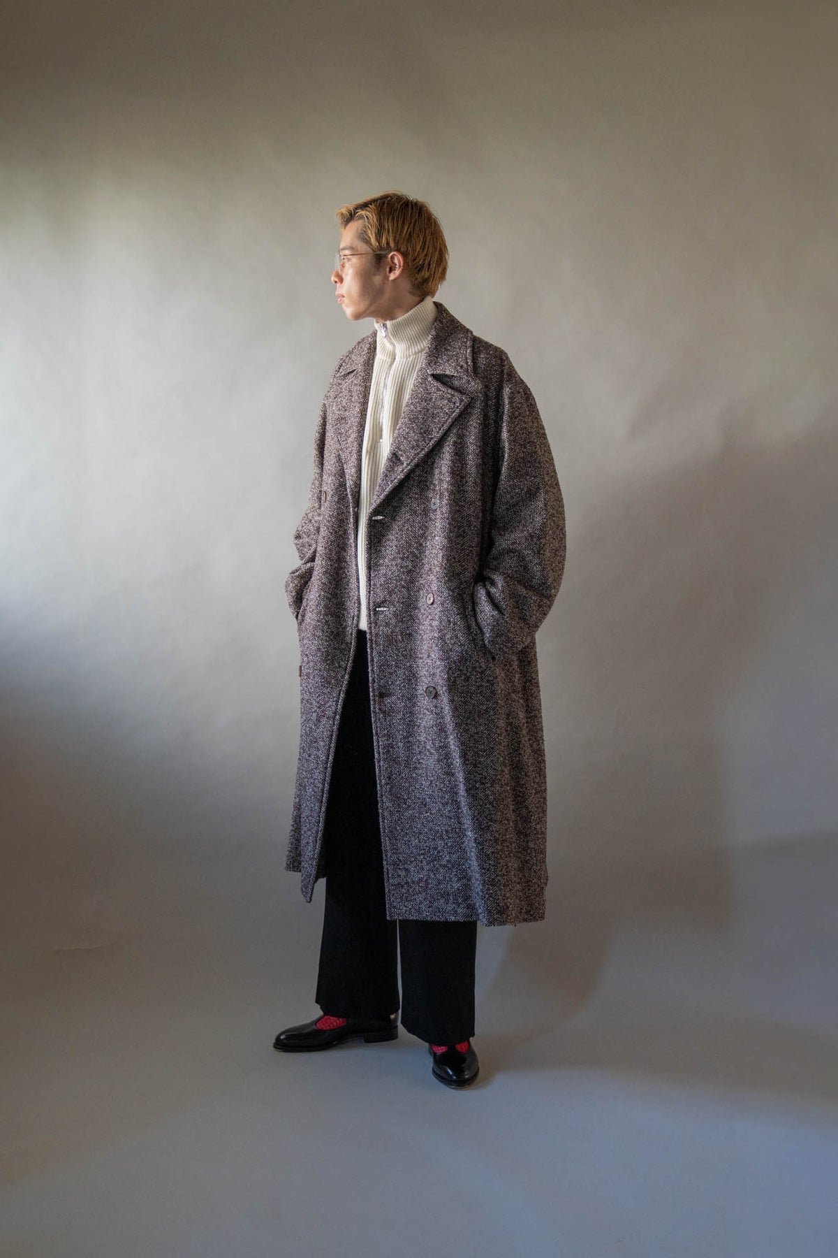 LOOP TWEED DOUBLE-BREASTED COAT
