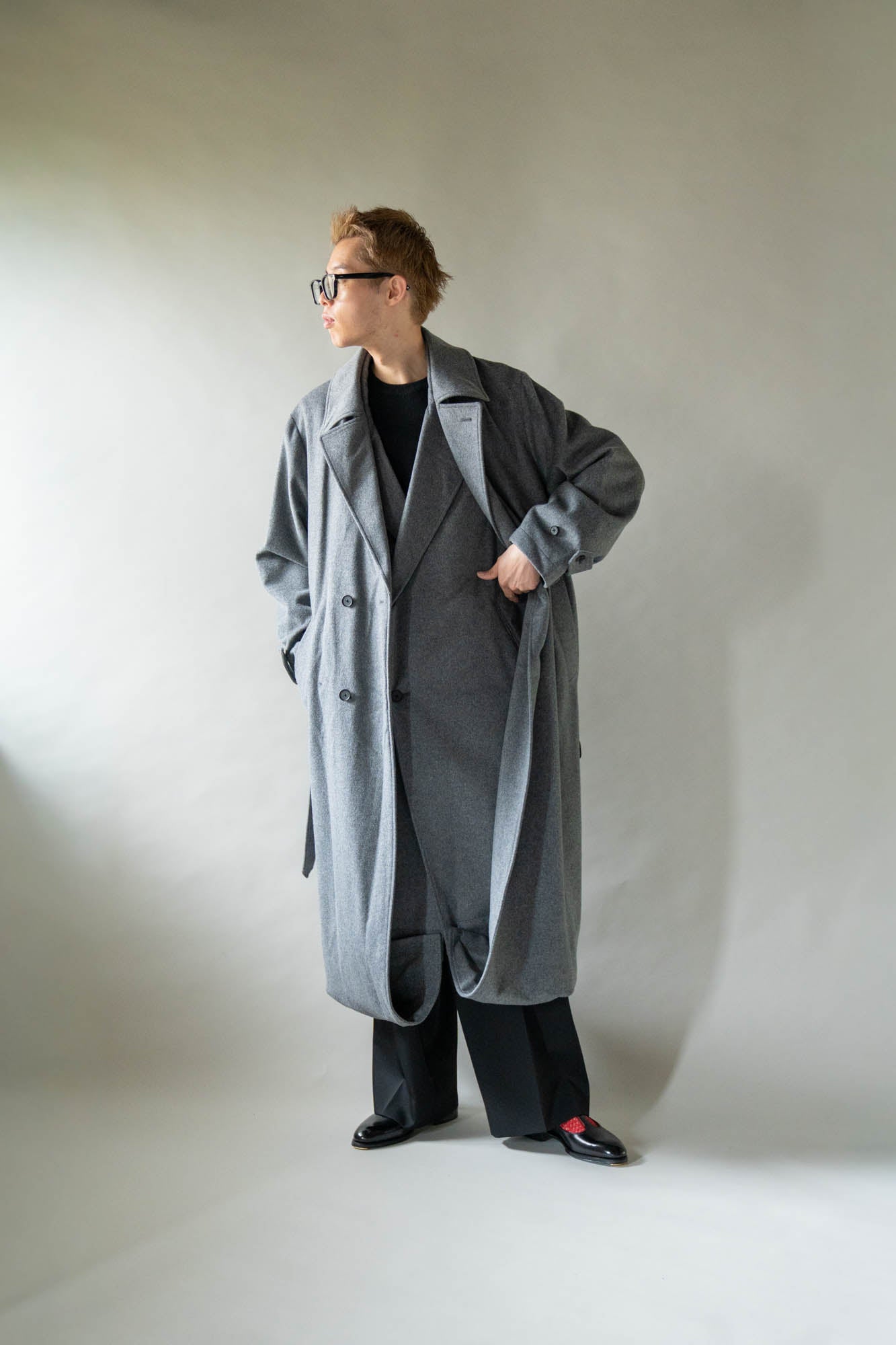 WOOL CASHMERE LAYERED COMBINATION COAT(ST.1539)