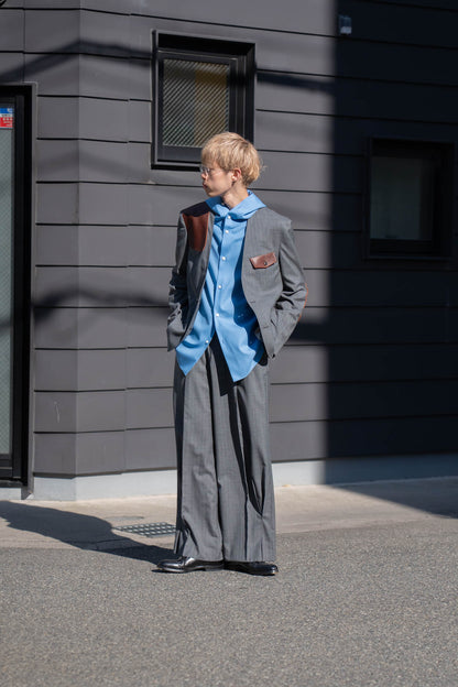 Pleated Stripe Summer Wool Pants