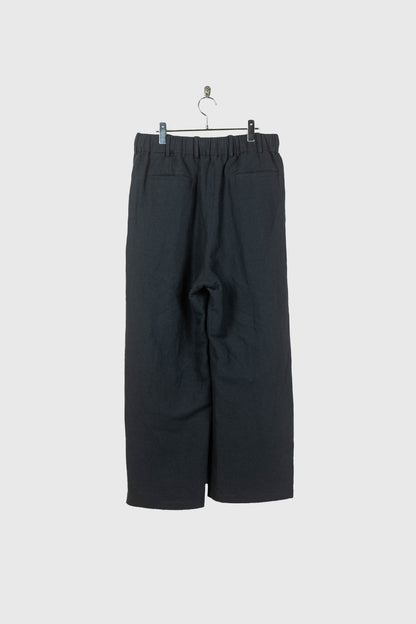 Linen Silk Wide Knee Tuck Pants