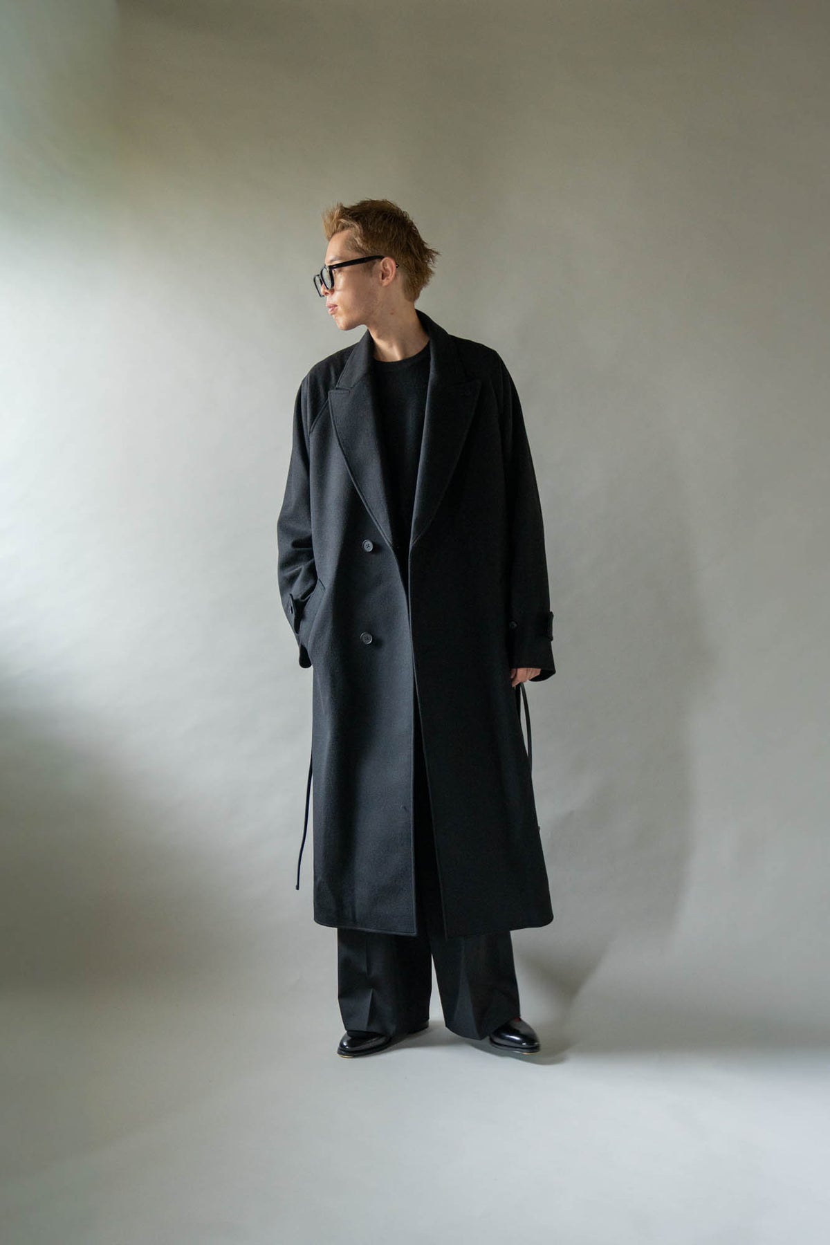 WOOL CASHMERE OVERSIZED PEAK LAPEL CHESTER COAT(ST.1533)