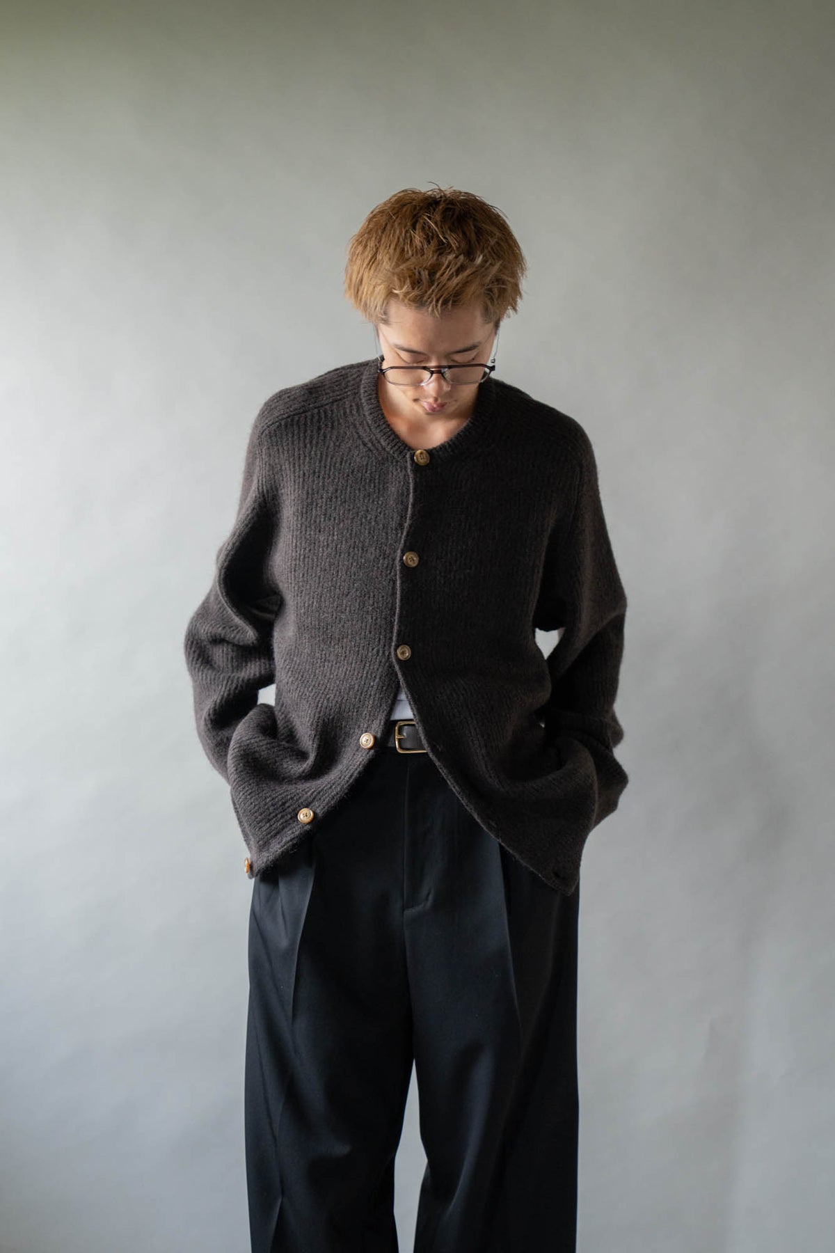 CREW-NECK KNIT CARDIGAN