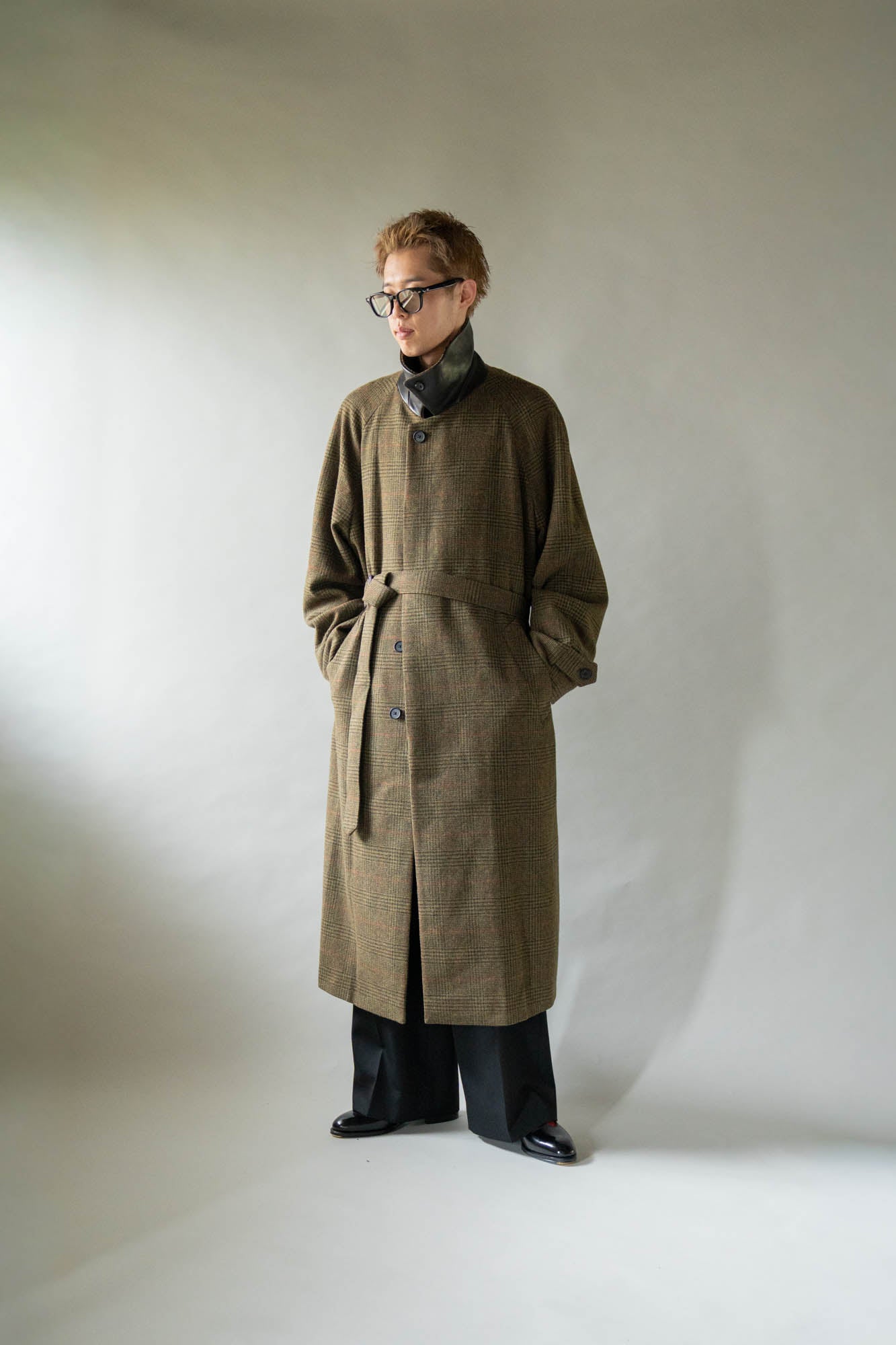 BRITISH TWEED RAGLAN SLEEVE BALMACAAN COAT(ST.1536)