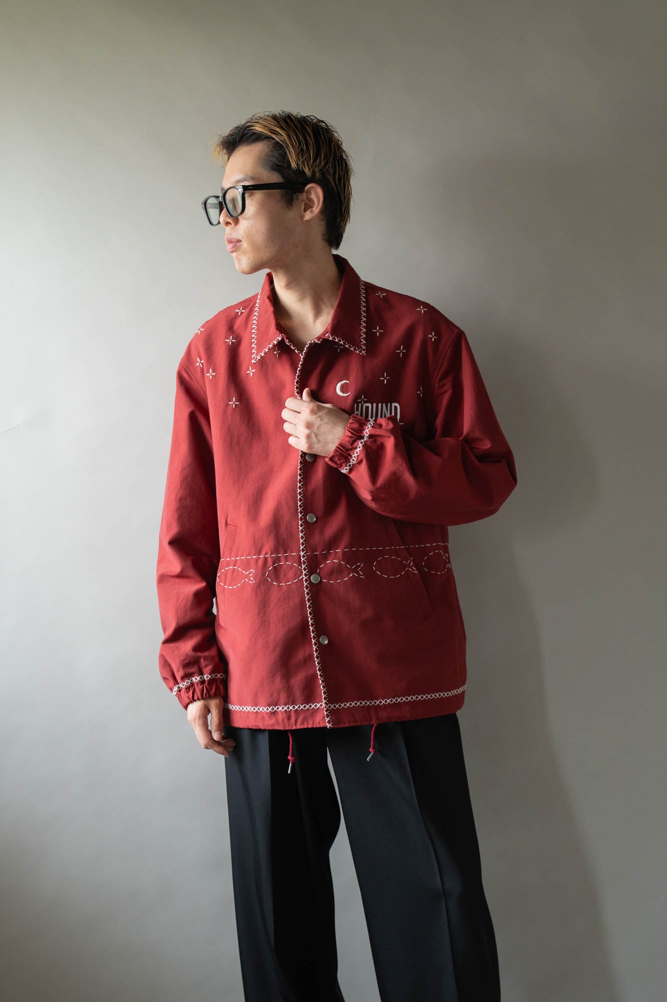 Cross-stitch coach jacket