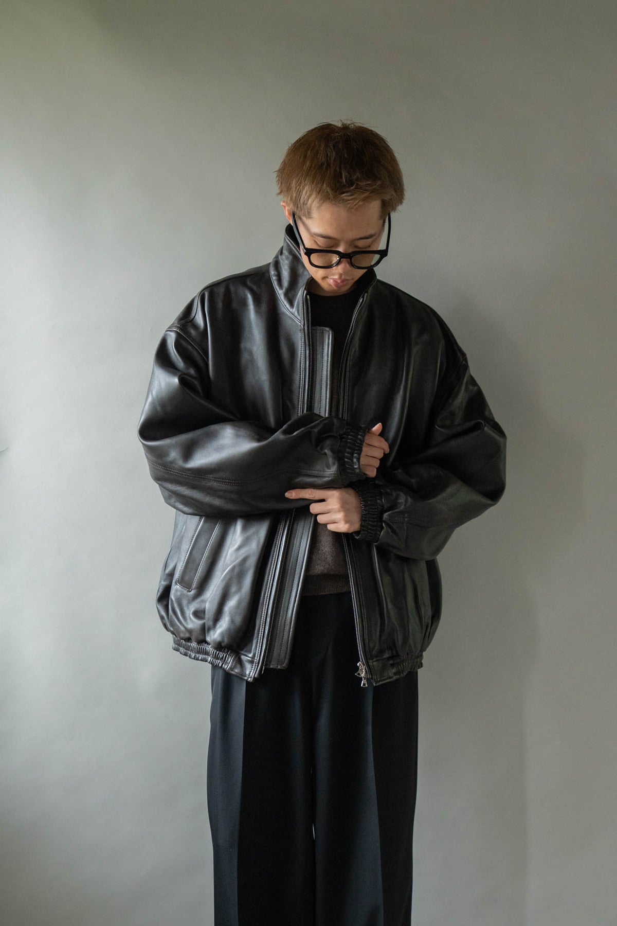 SHEEP LEATHER STAND COLLAR JACKET(ST.1553)