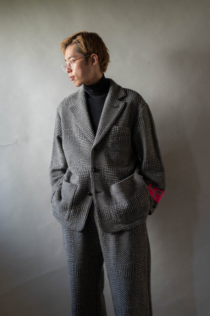 Knitted Tweed Check Tailored Jacket
