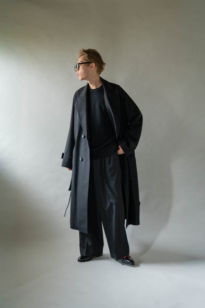 WOOL CASHMERE OVERSIZED PEAK LAPEL CHESTER COAT(ST.1533)