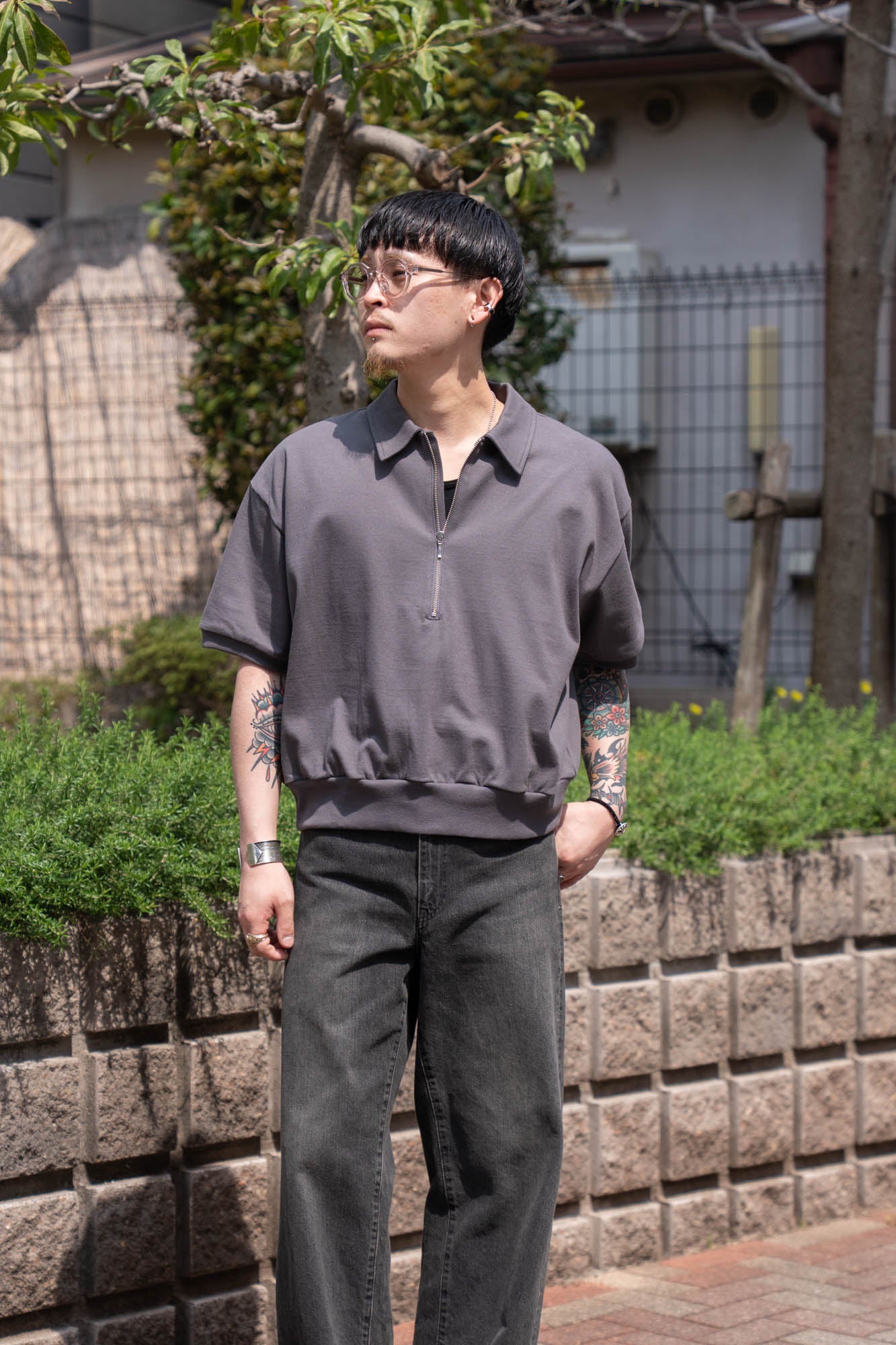 HALF ZIP JERSEY SHORT SLEEVE