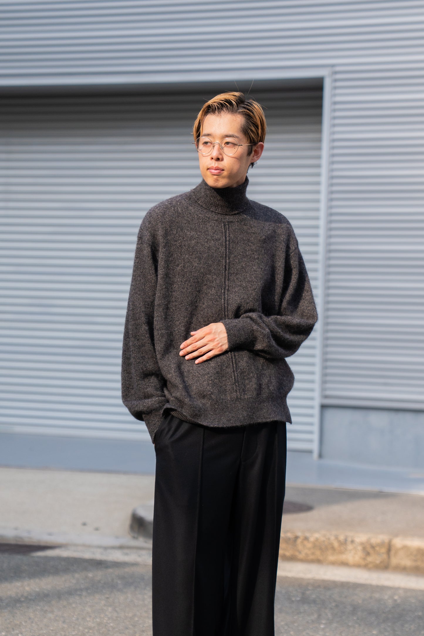 WOOL/ALPACA KNIT LOOSE TURTLE NECK PO(ST.1295)