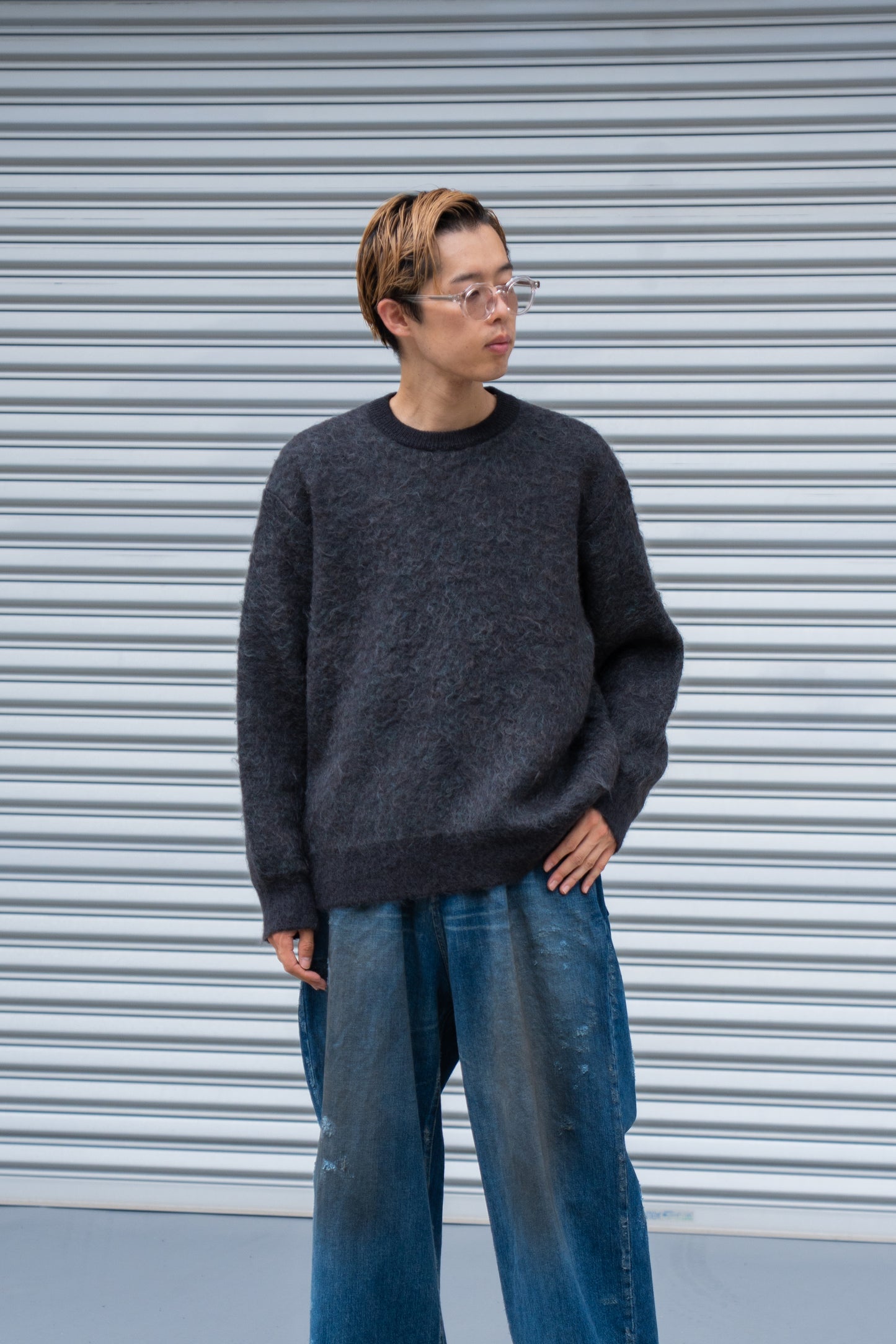 KID MOHAIR MIX JACQUARD KNIT LS(ST.1305)