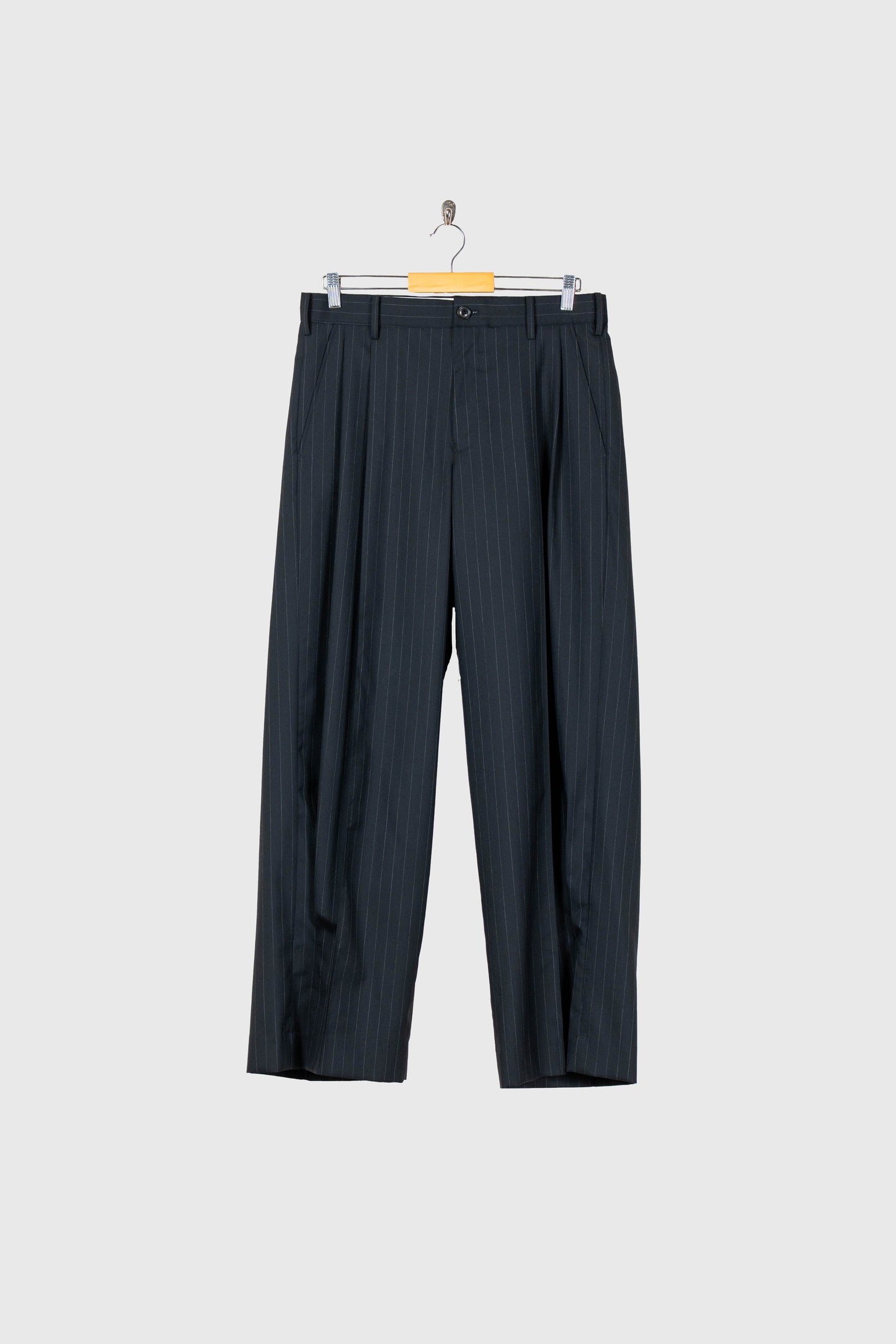 Pleated Stripe Summer Wool Pants