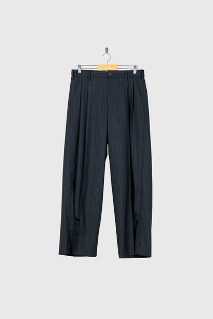 Pleated Stripe Summer Wool Pants