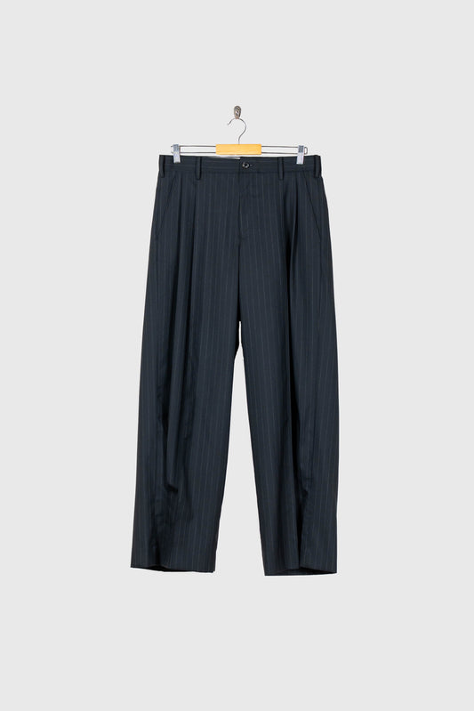 Pleated Stripe Summer Wool Pants