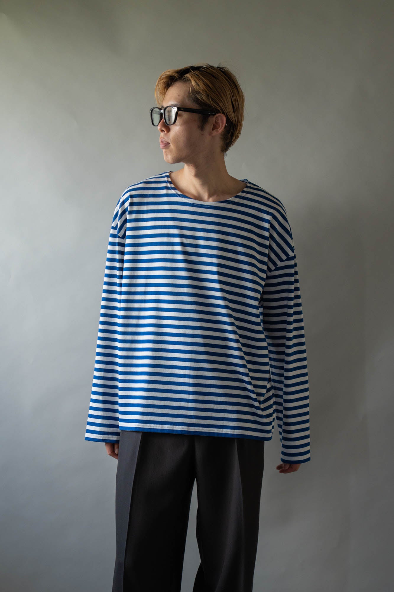 BORDER LONG T SHIRT