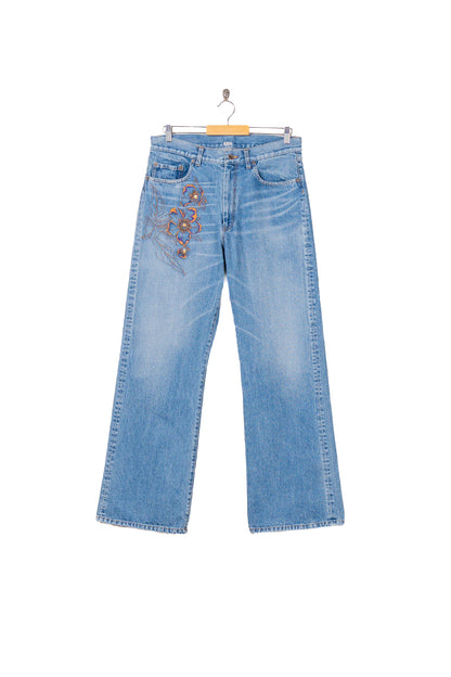 Embroidered-design denim pant