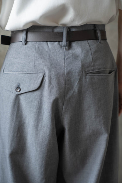 Gather-detail wool gabardine pants