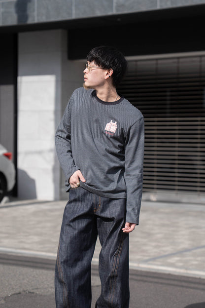 Hand-Embroidered Stripe Long Sleeve T-Shirt