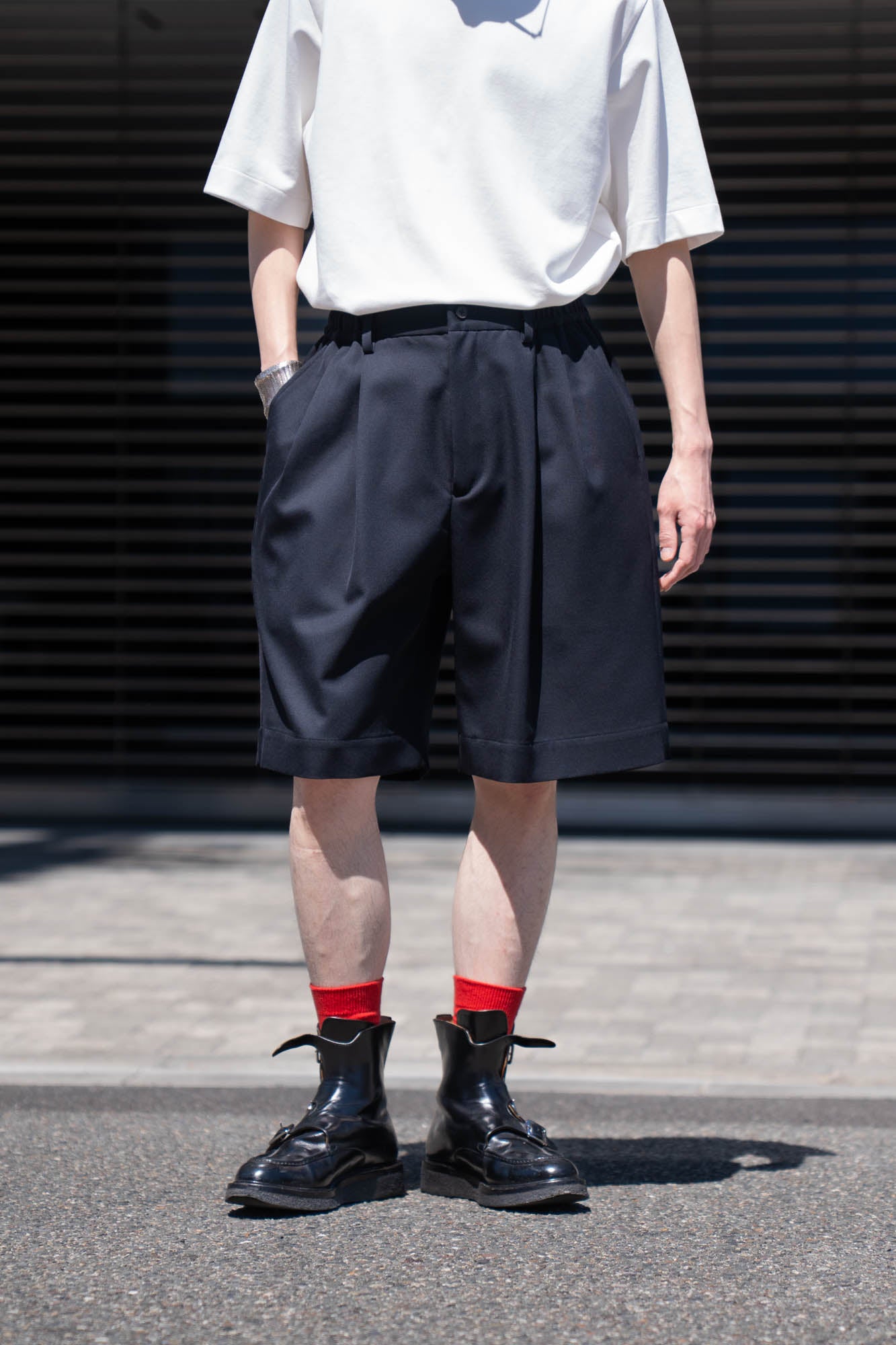 WOOL KERSEY WIDE EASY SHORT TROUSERS(ST.1436)