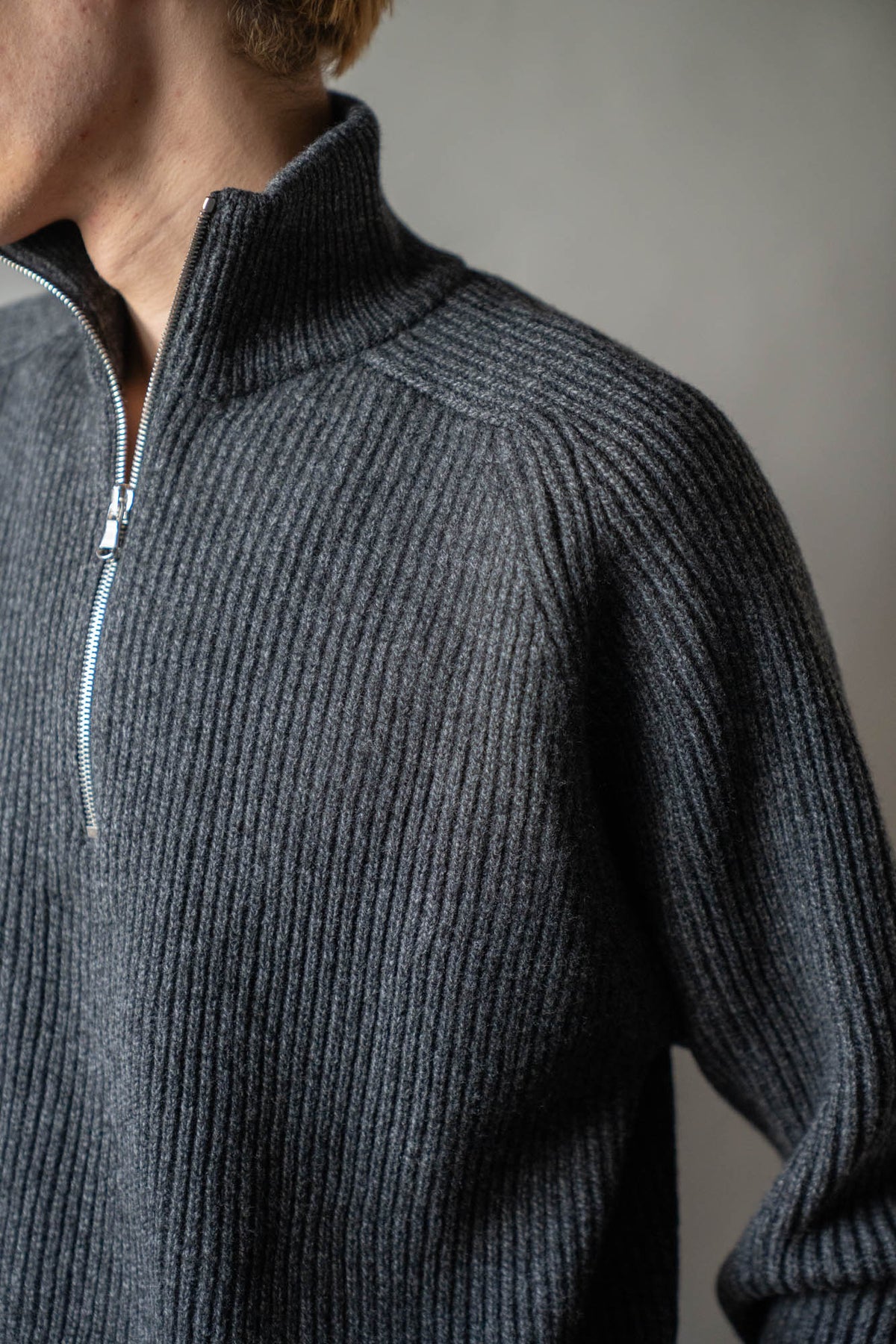 HALF ZIP RIBBED JUMPER