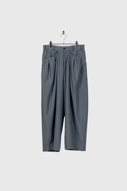 Gather-detail wool gabardine pants