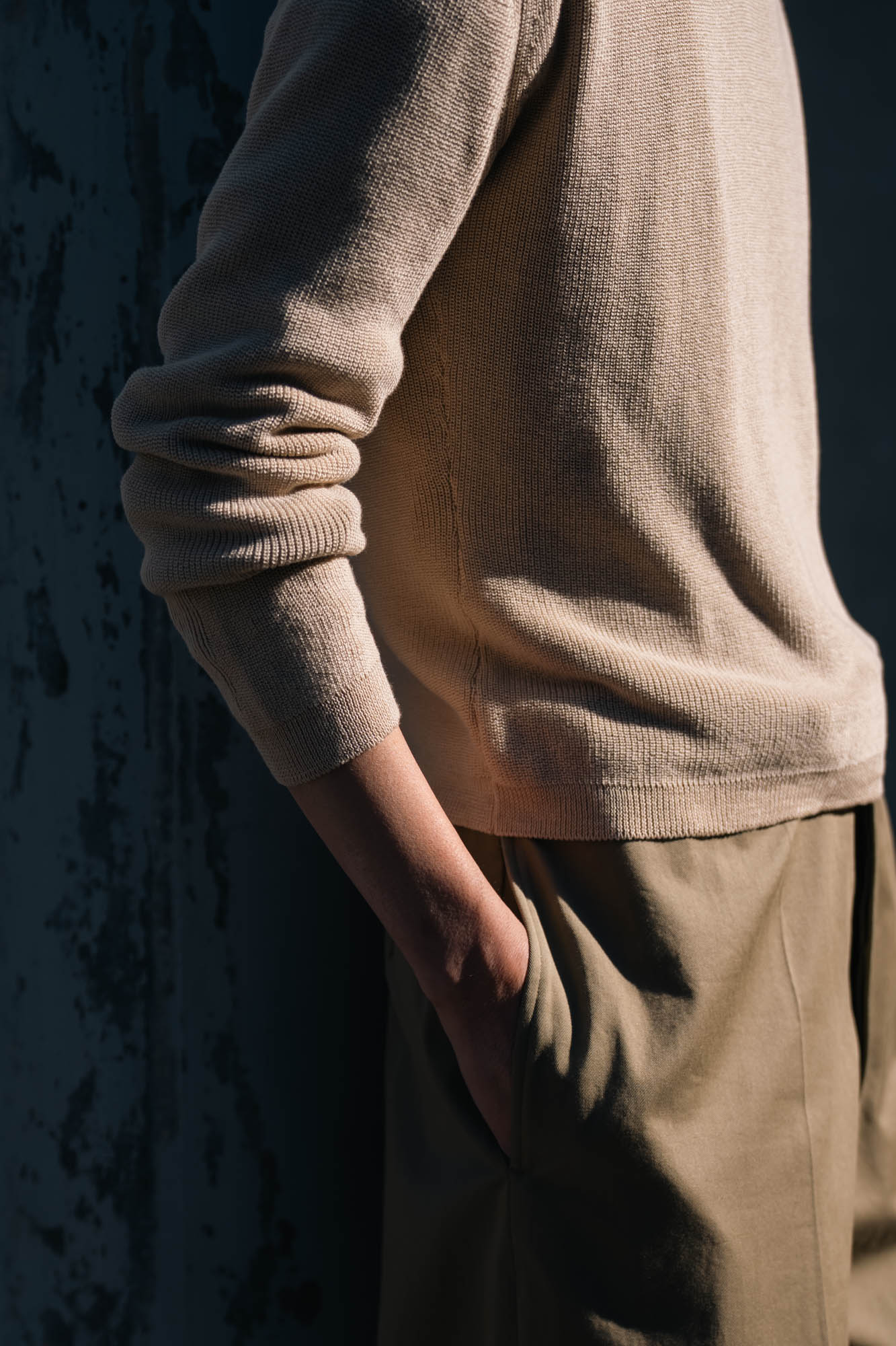 Roll Up Patched Knit in Marcerized Cotton