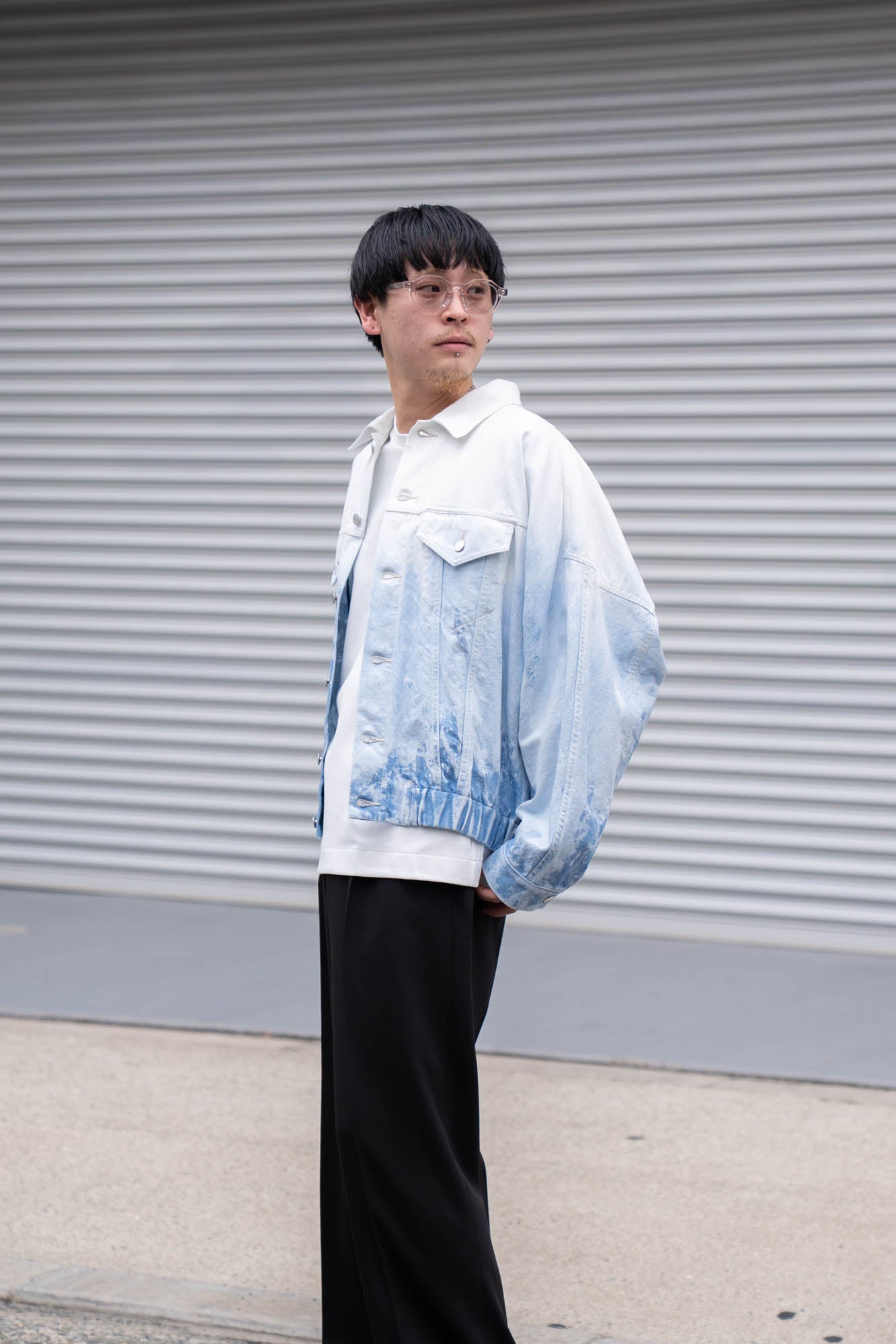Shibori-bassen denim jacket