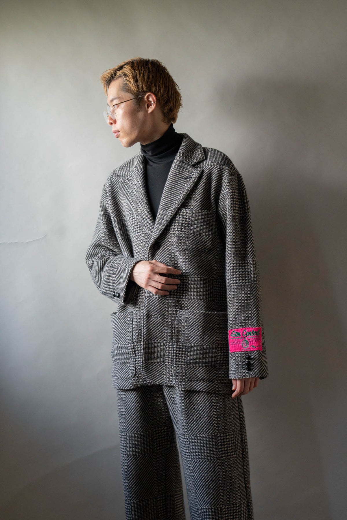 Knitted Tweed Check Tailored Jacket