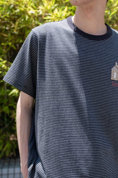 Hand-Embroidered Stripe T-Shirt