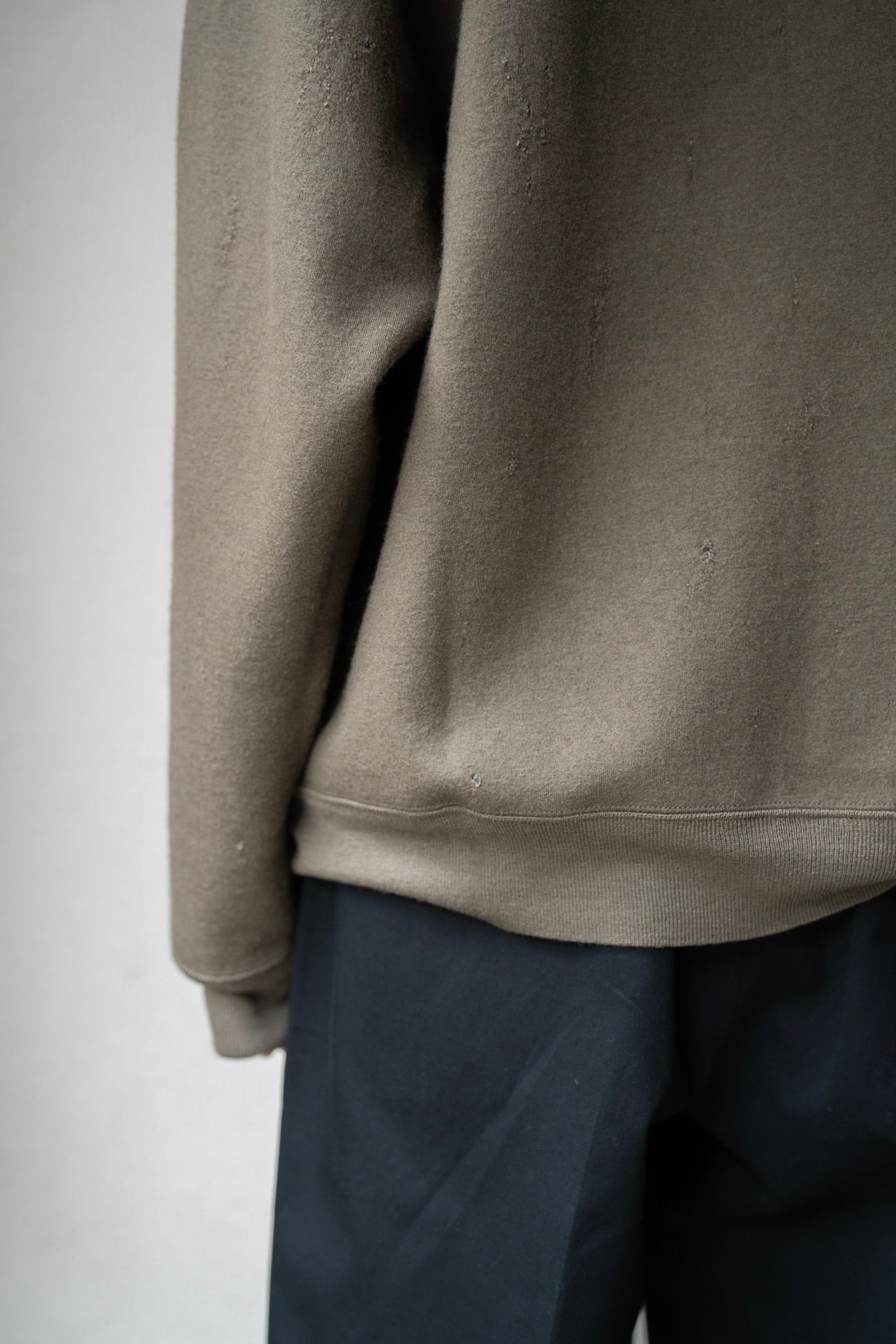 Damage jacquard terry crew neck sweater