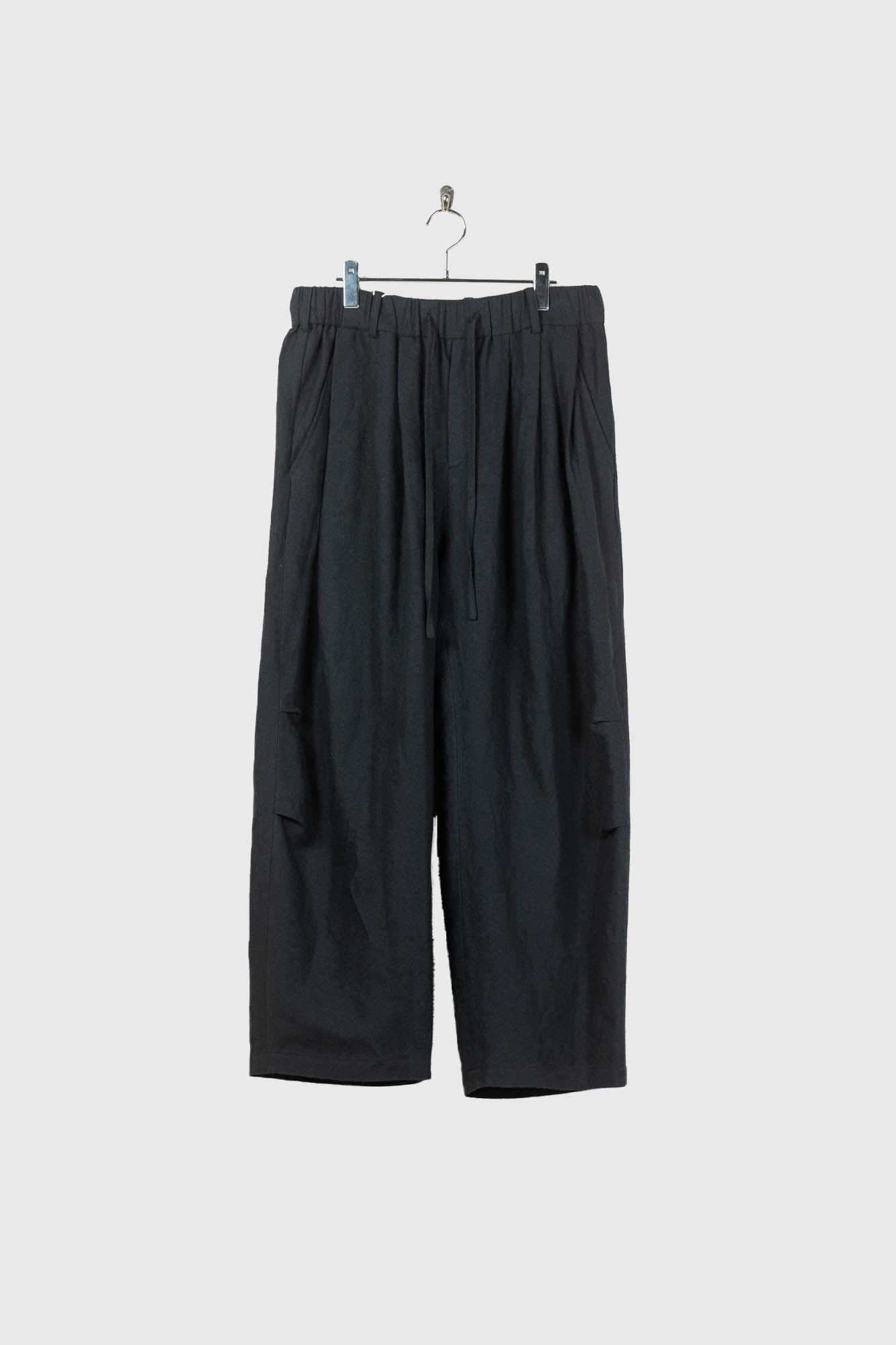 Linen Silk Wide Knee Tuck Pants