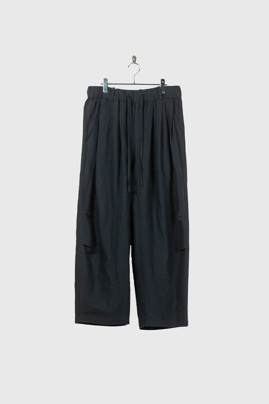 Linen Silk Wide Knee Tuck Pants