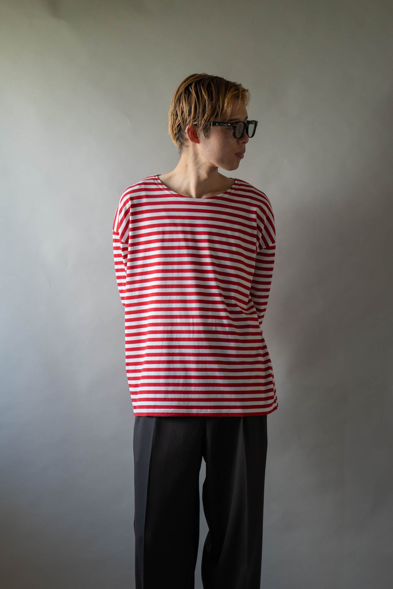 BORDER LONG T SHIRT