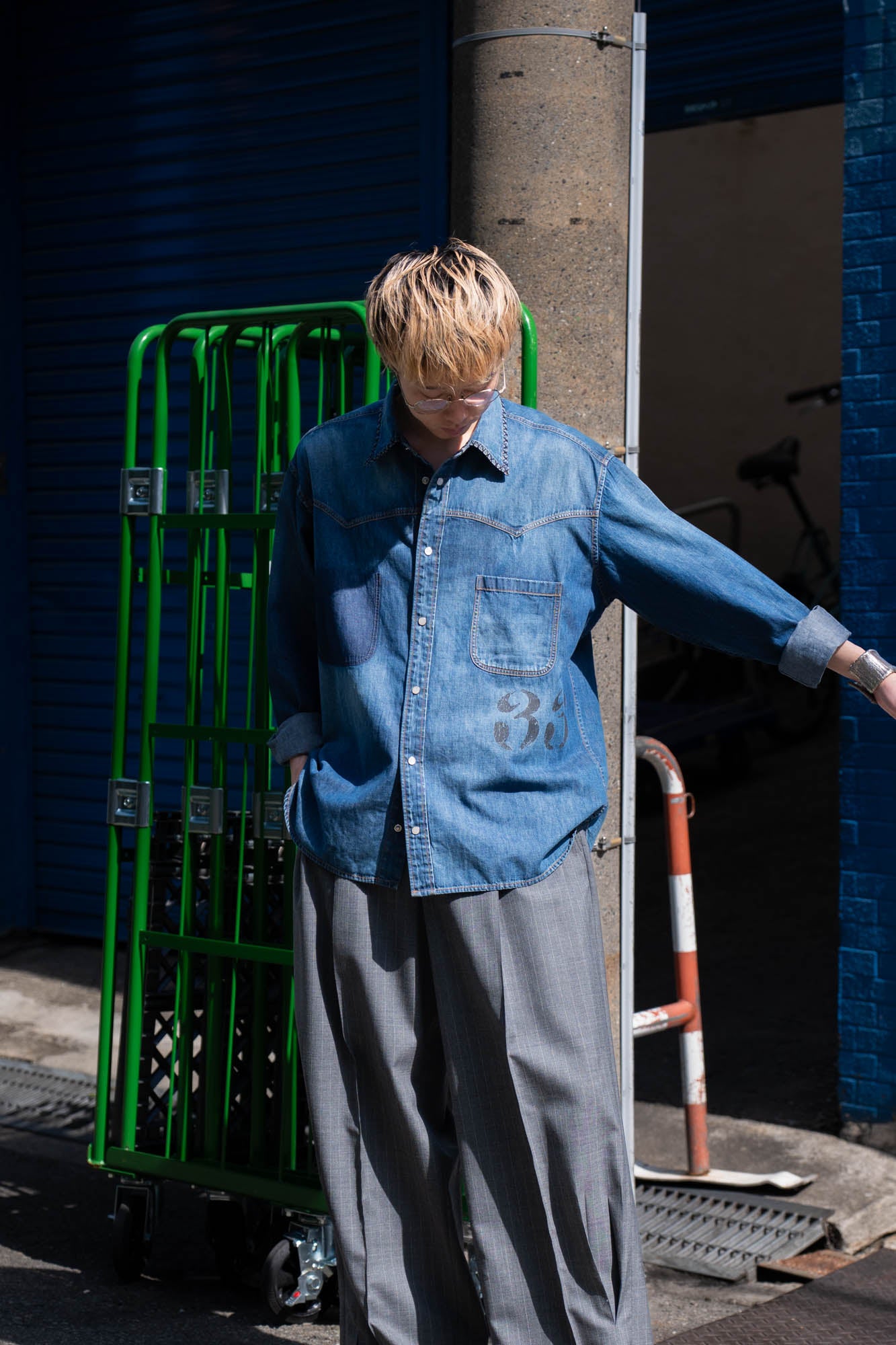 Hand-Embroidered Denim Shirt