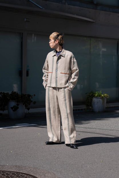 FLLOWER SAK LINEN STRIPE JACKET