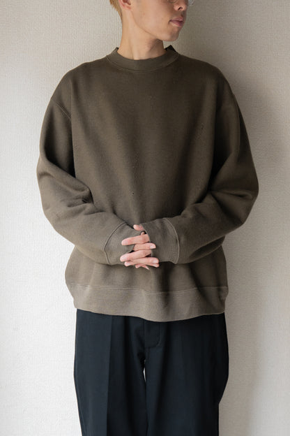 Damage jacquard terry crew neck sweater