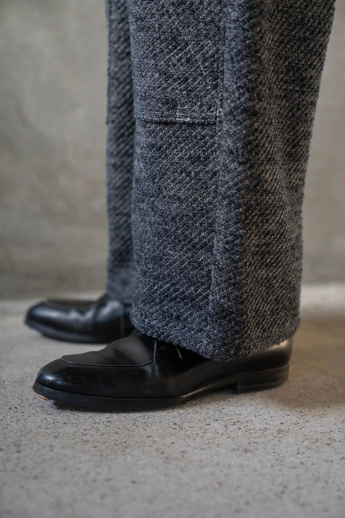 Hand Stitched Rigid Denim Knit Pants