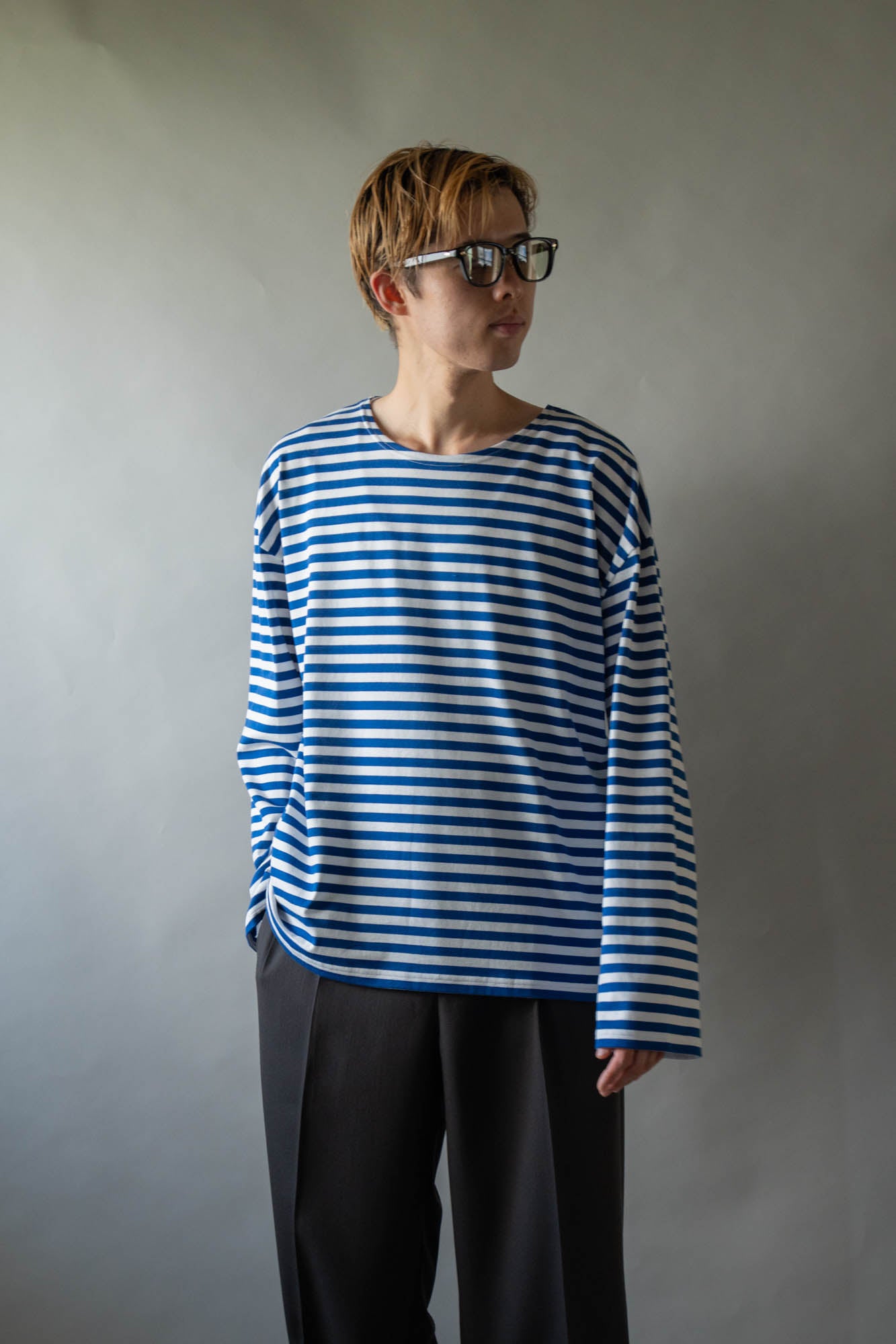 BORDER LONG T SHIRT