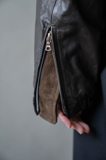 MOUTON COLLAR CALF ZIP JACKET(ST.1549)