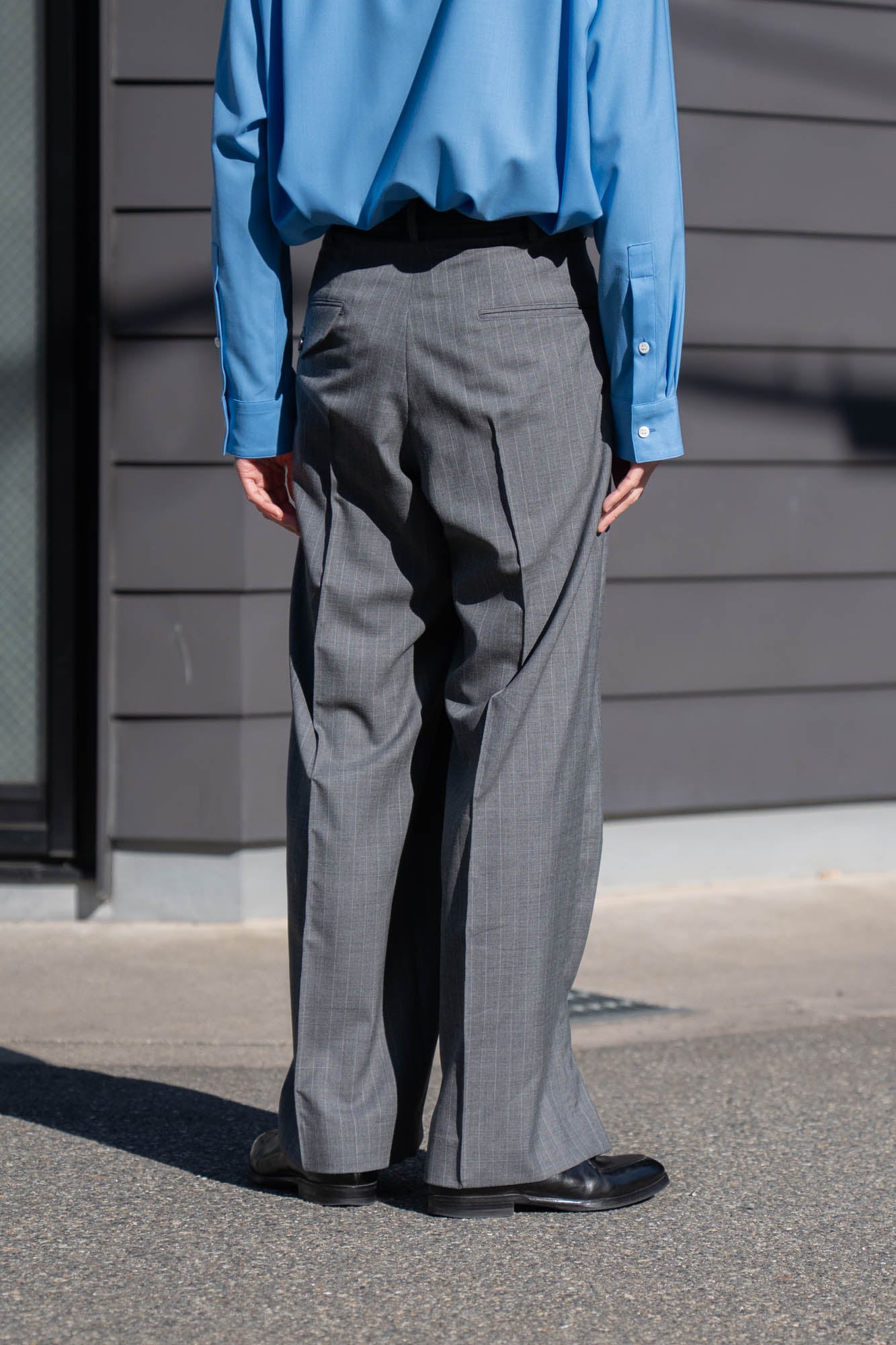 Pleated Stripe Summer Wool Pants