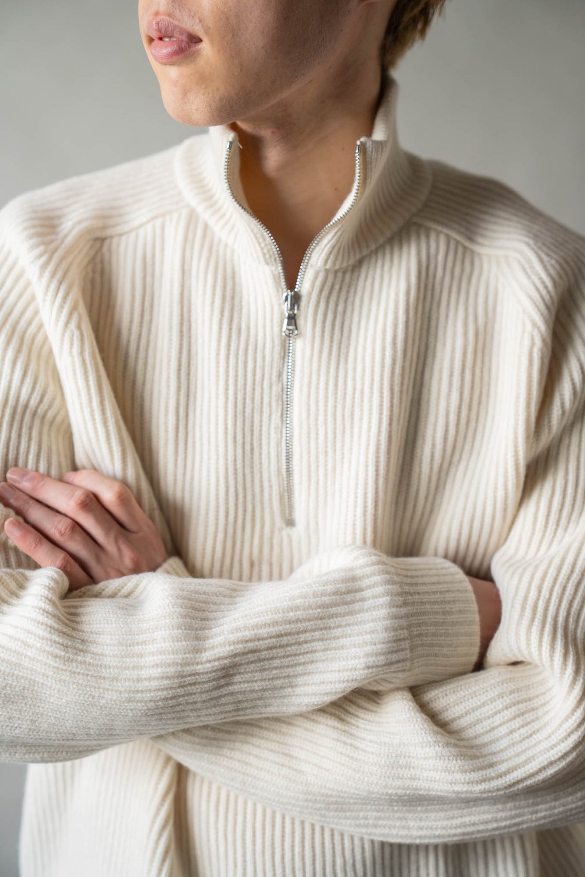 HALF ZIP RIBBED JUMPER
