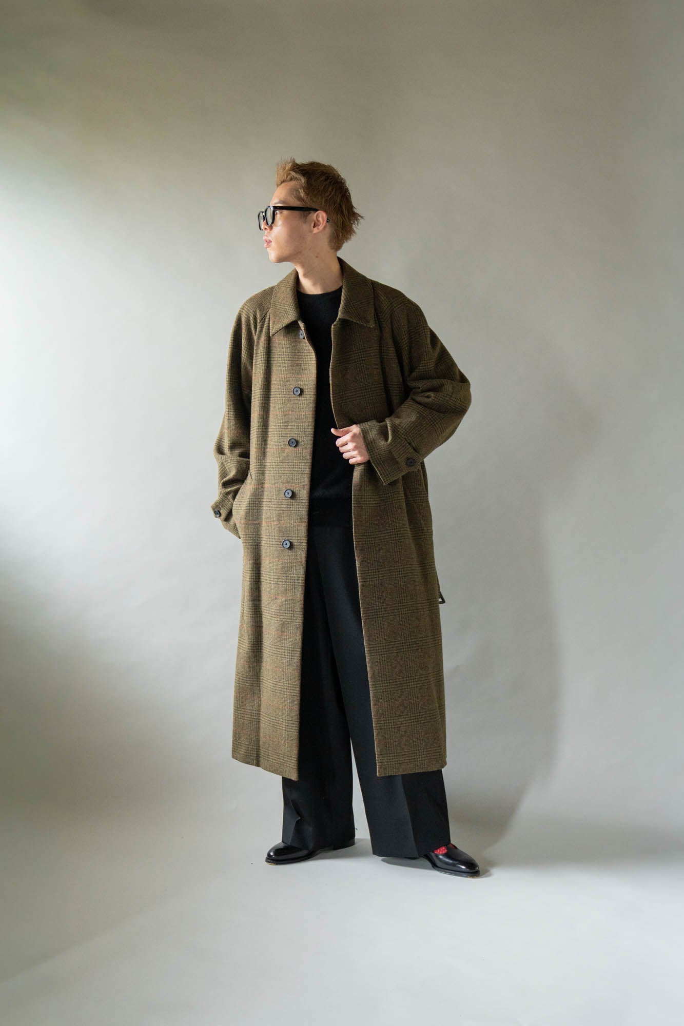 BRITISH TWEED RAGLAN SLEEVE BALMACAAN COAT(ST.1536)