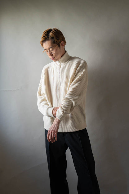 HALF ZIP RIBBED JUMPER