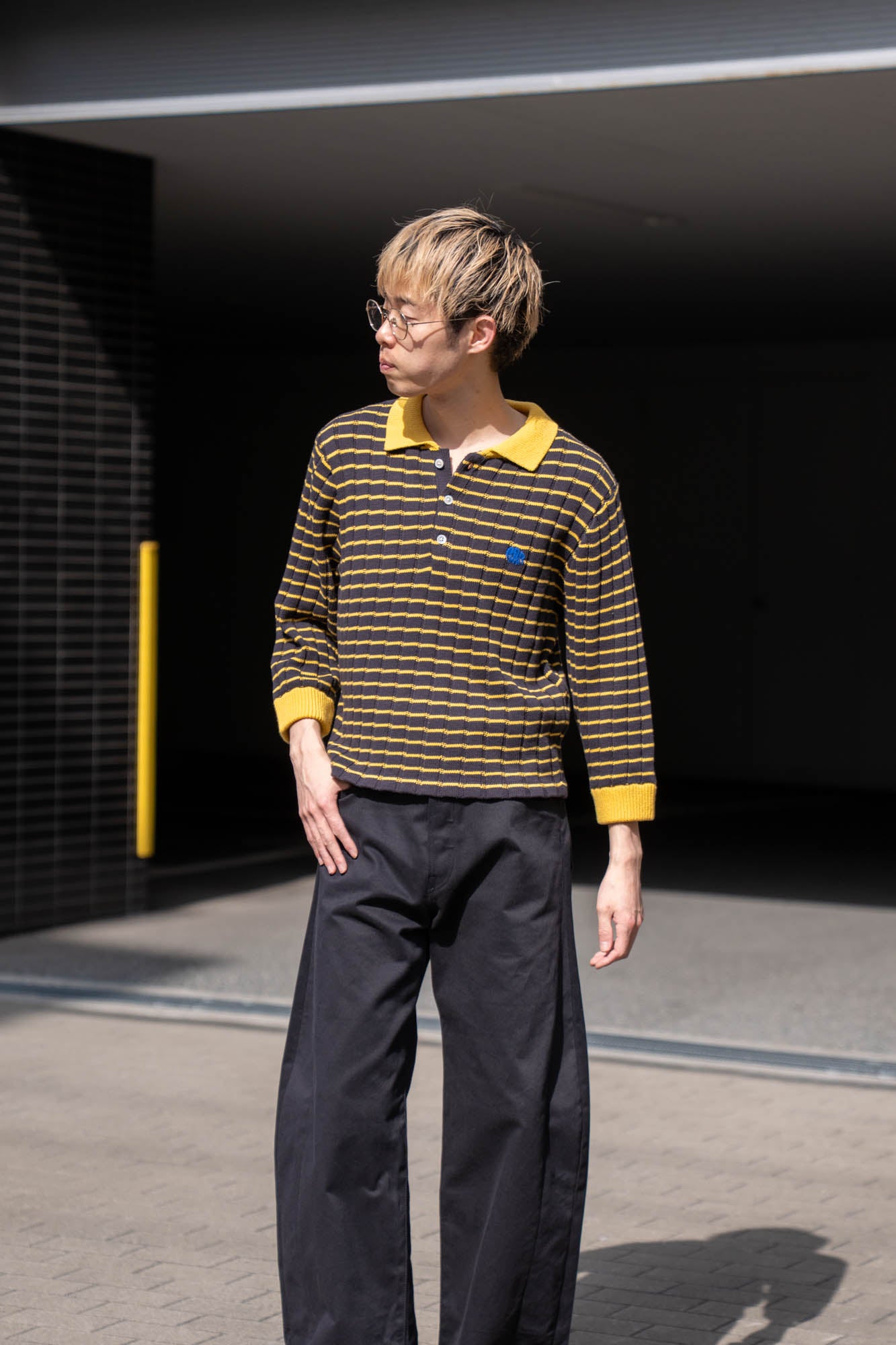 KNITTED CROPPED POLO SHIRT