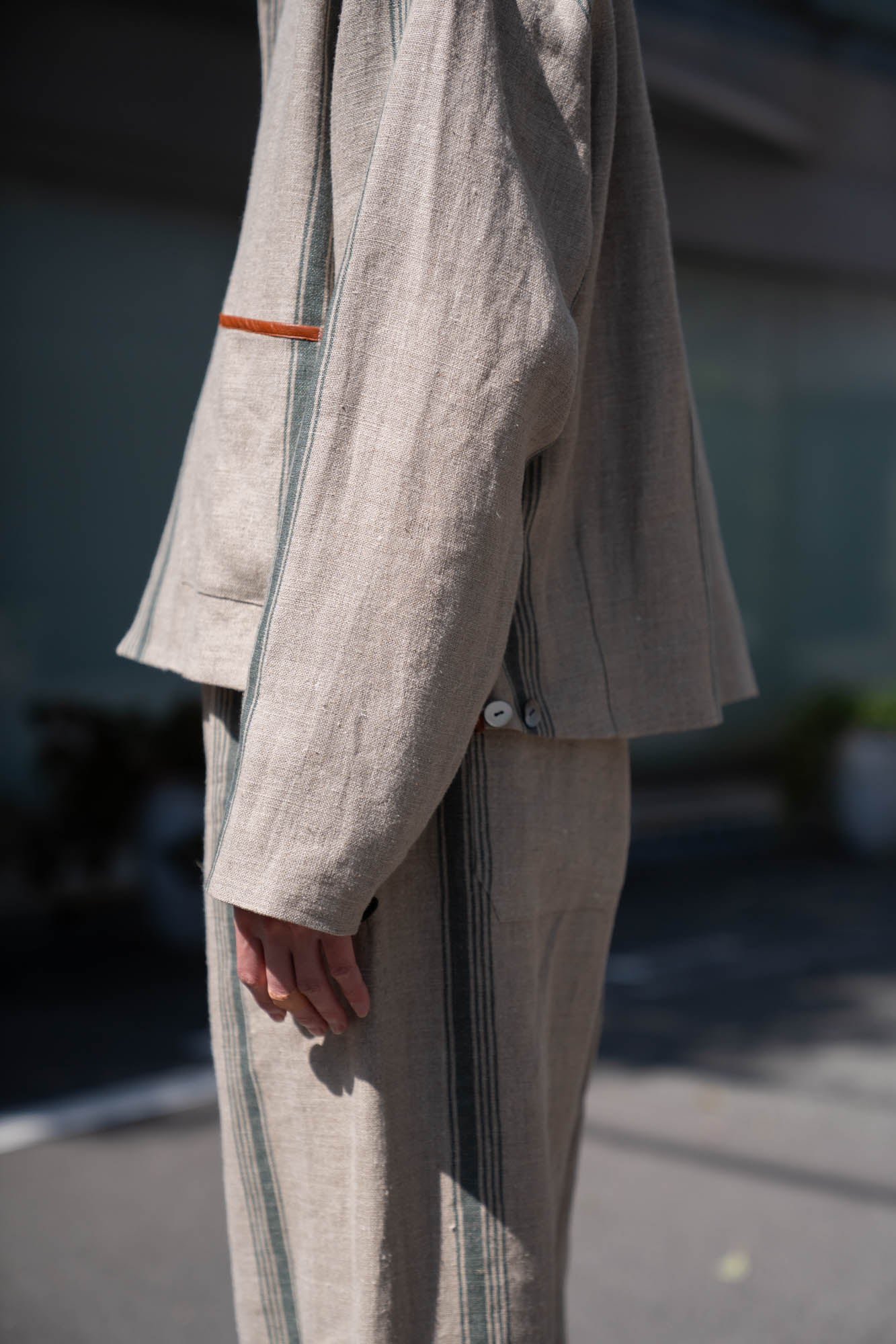 FLLOWER SAK LINEN STRIPE JACKET