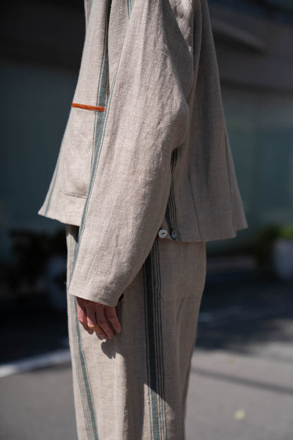 FLLOWER SAK LINEN STRIPE JACKET